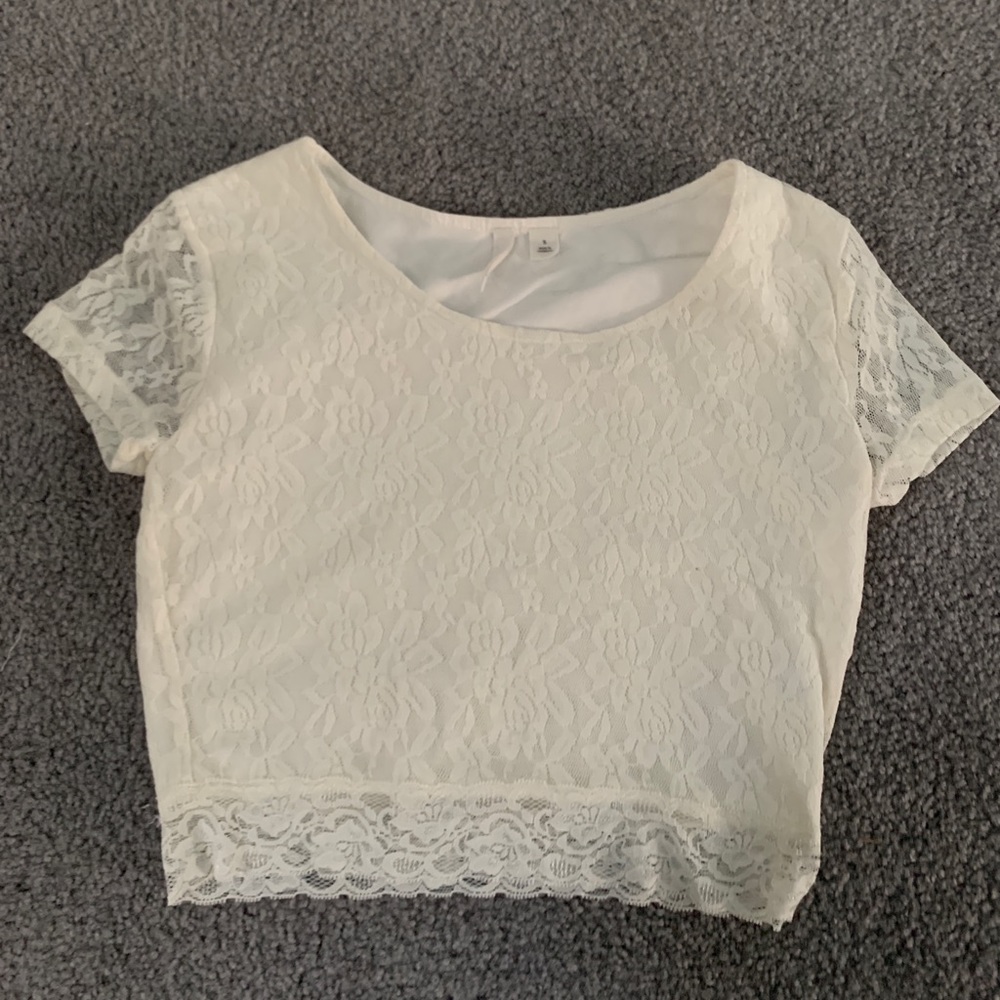 White lace crop top